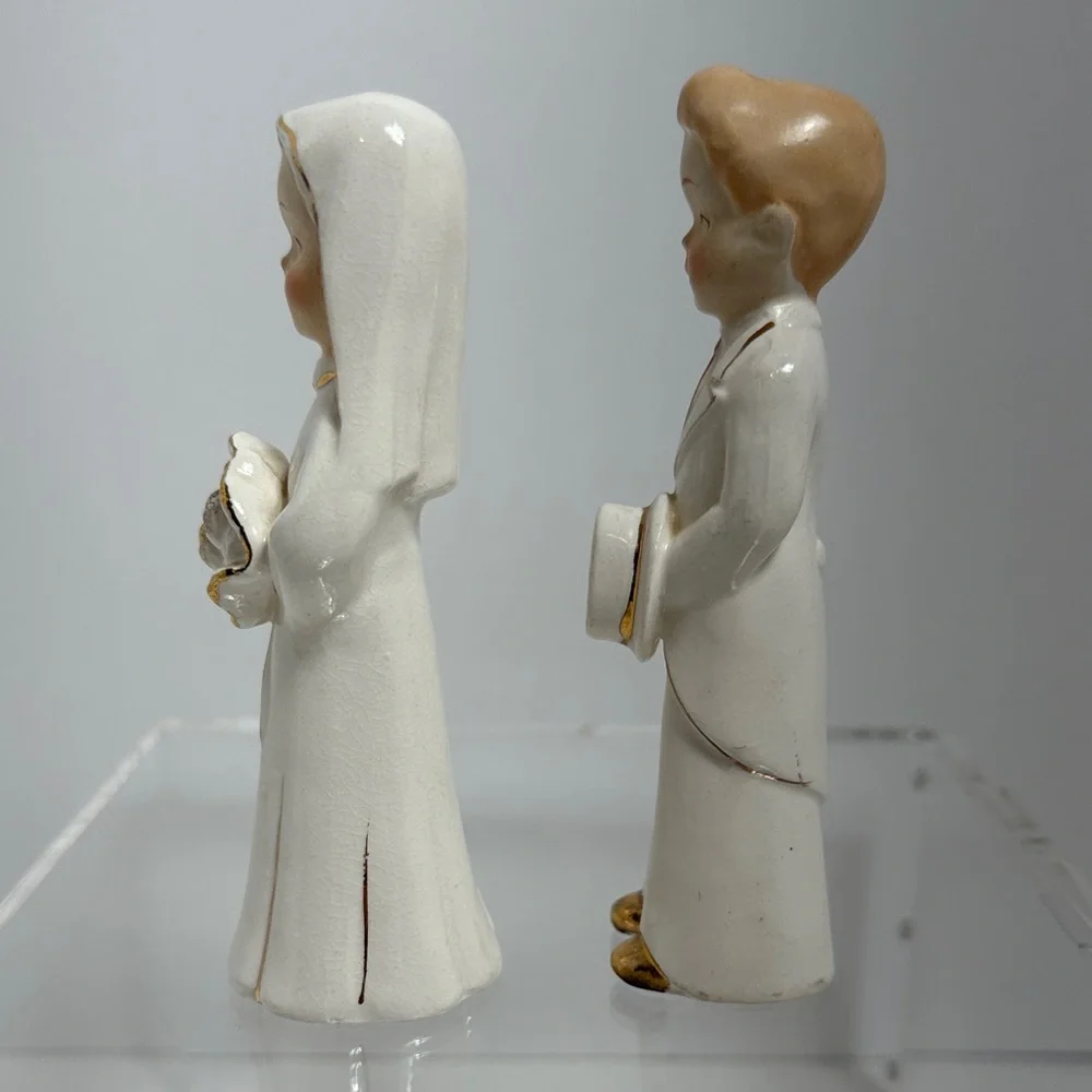 Vintage 40’s-50’s Japan Bride & Groom Ceramic Wedding Cake Toppers